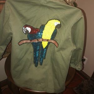 Daisy Fuentes Military Jacket with Sequin Detail